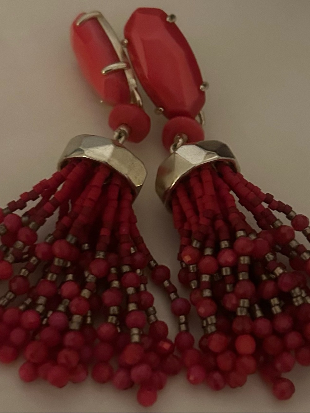 Red Beaded Kendra Scott Tassel Earrings - Women Jewelry